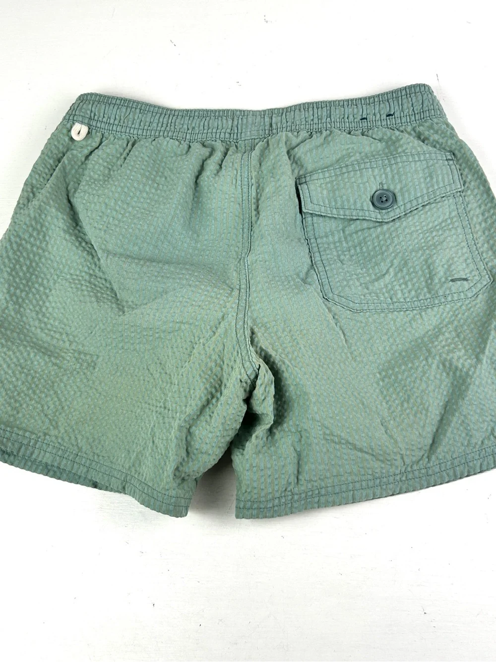 J Crew Flex Swimwear Shorts Mens Small Green Blend seersucker Lined